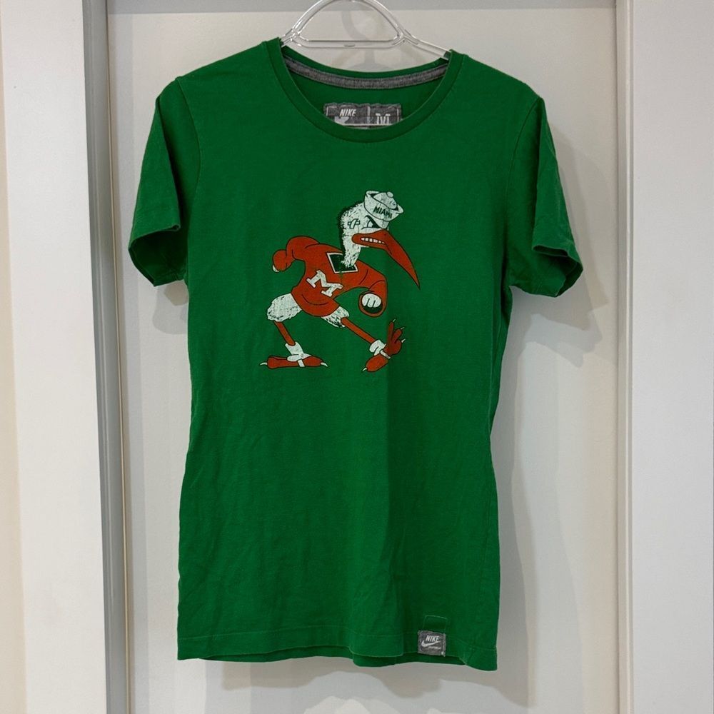 NIKE University of Miami Hurricanes Sebastian Green Short Sleeve Tee Medium